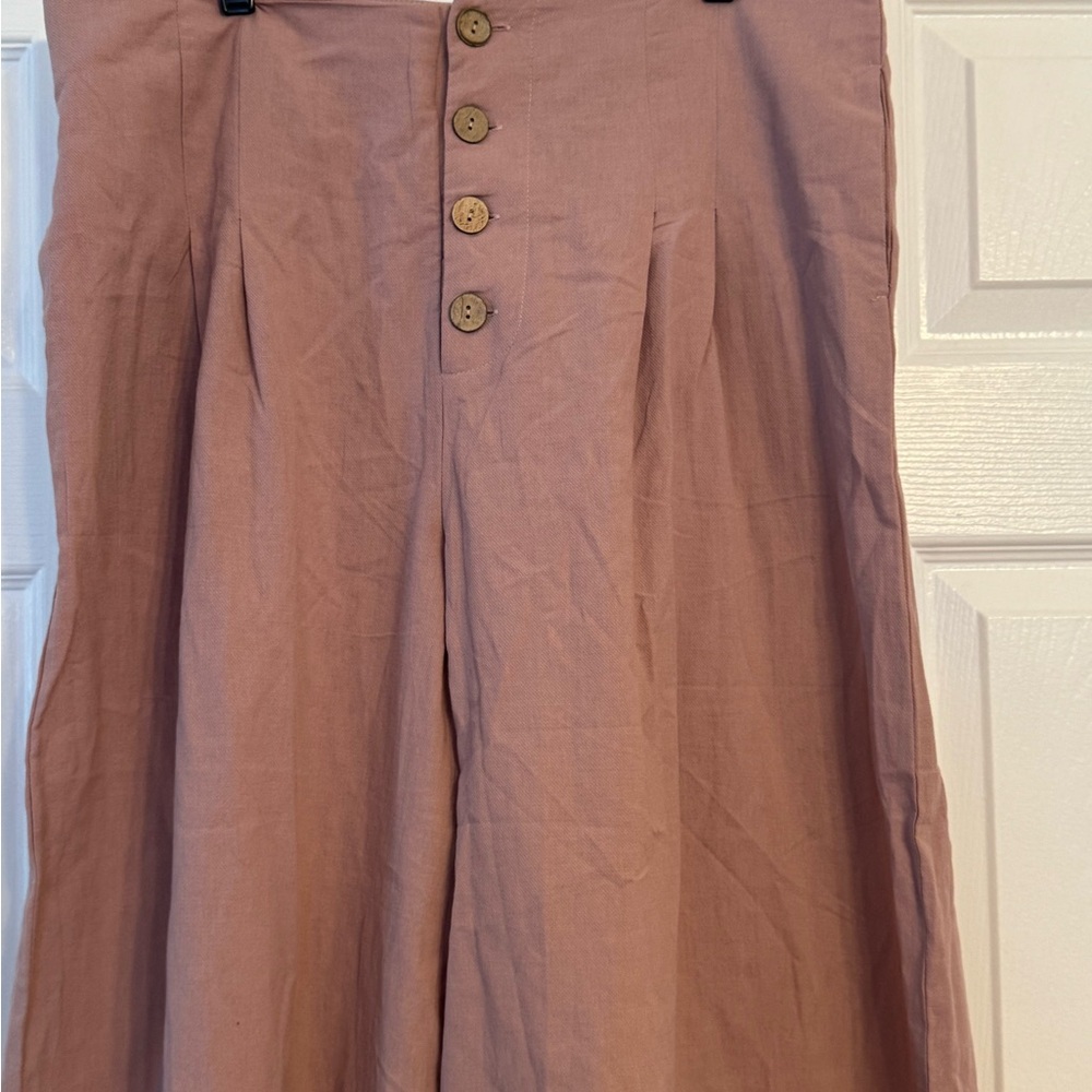Good Luck Gem Mauve NEW High Waist Flare Cotton Bohemian Beach Casual Pants - Picture 3 of 7